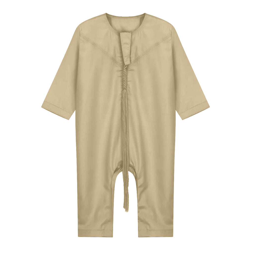 Kids Emirati Thobe Jumper Suit Soft Amber