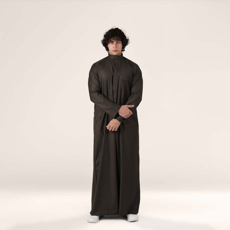 Elegant espresso color thobe with collar
