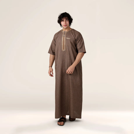 Alhaya Fashion Sahara Sand Short Sleeve men’s thobe