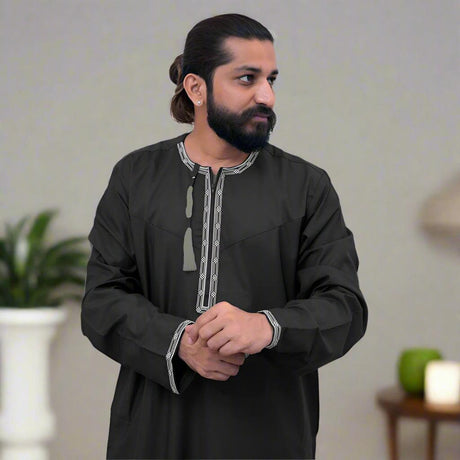Black and Grey Omani Dishdasha