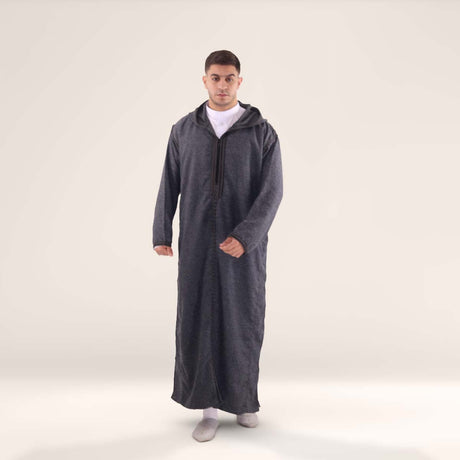 Moroccan djellaba Noir Maghribi black for men available onlin