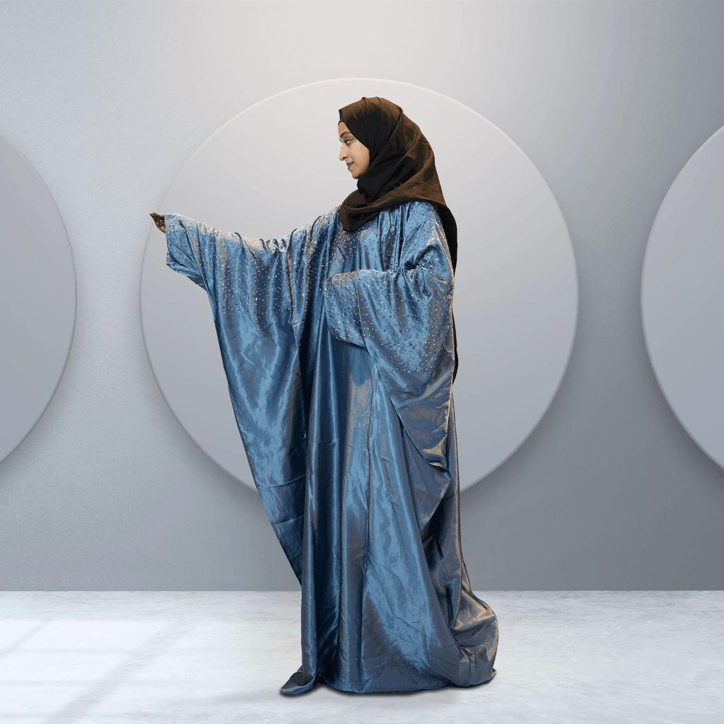 Modest Blue Embellished Abaya for Women - Shop Online Now