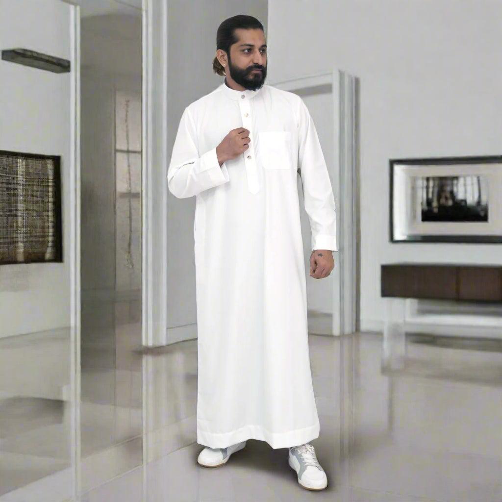 Shop Classic Collar White Thobe for Men Online