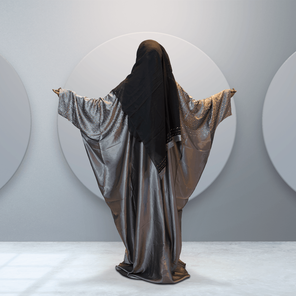 Luxury Metallic Grey Abaya