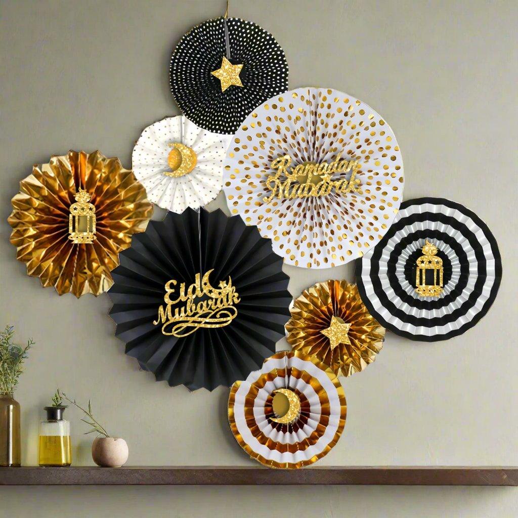 Shop Ramadan & Eid Decorative Paper Fans Set - Buy online to enhance your Ramadan and Eid celebrations.
