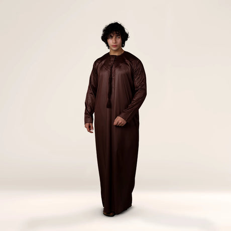 Shop Royal Ebony Emirati men’s thobe USA Islamic clothing by Alhaya Fashion