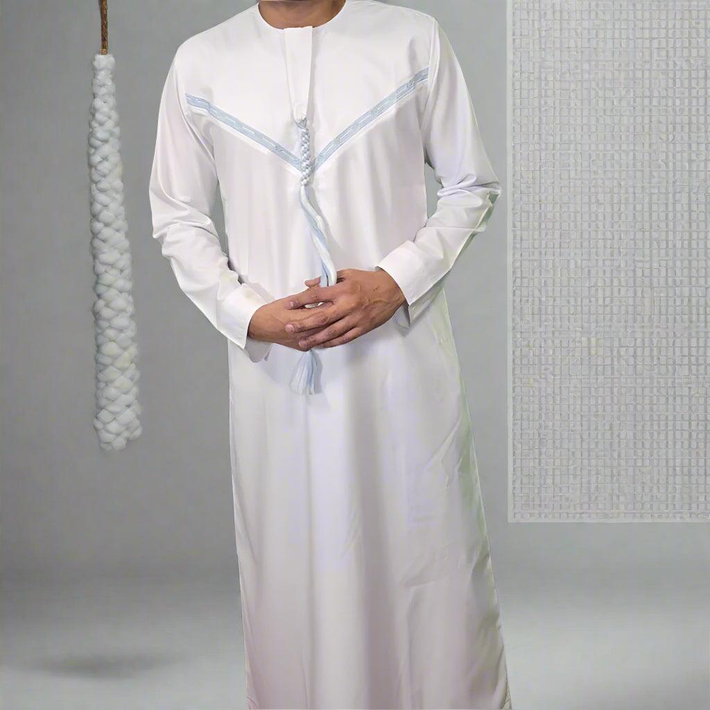 White & Blue Emirati Thobe