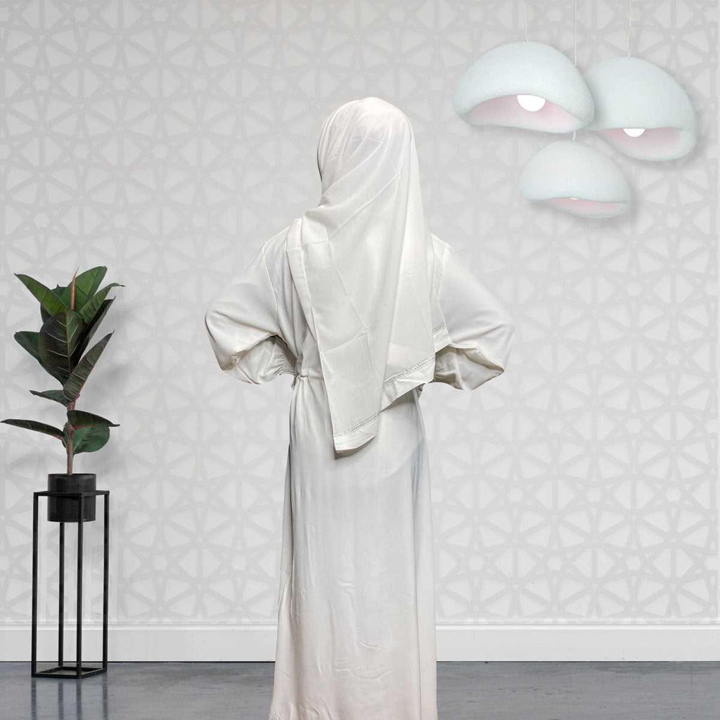 Women's Elegance White Wrap Abaya