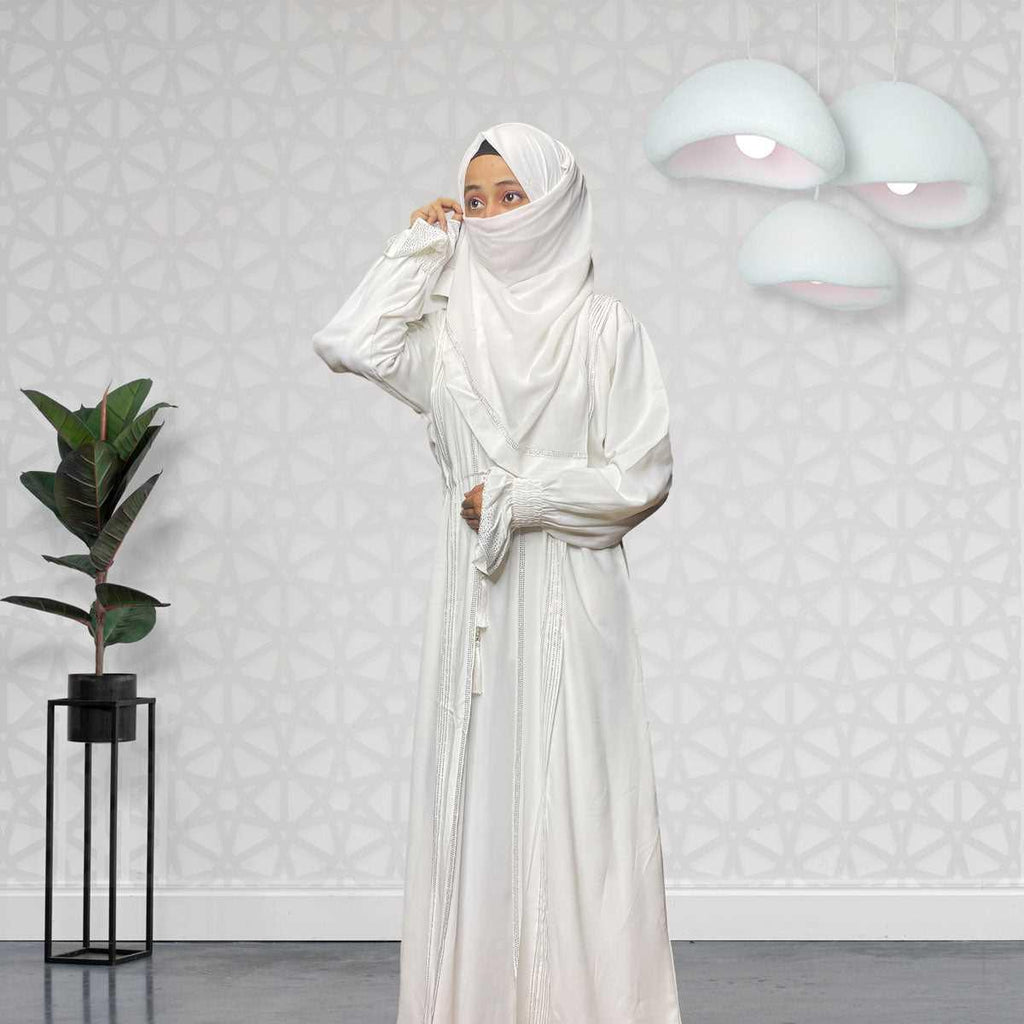 Buy Elegance White Wrap Abaya Online
