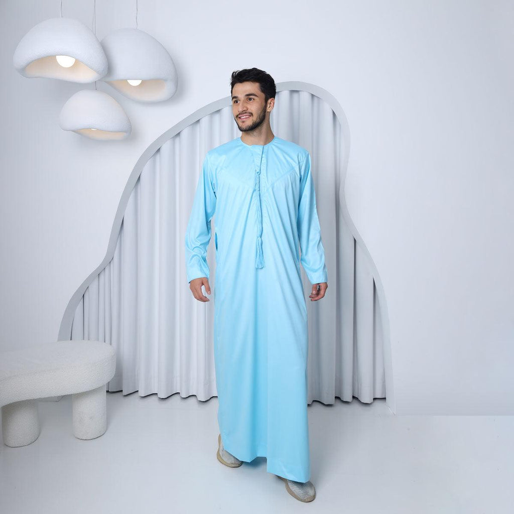 Baby Blue Emirati Thobe - Al Haya Fashion Bazar