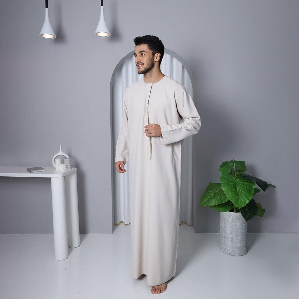 Beige Emirati Thobe - Al Haya Fashion Bazar