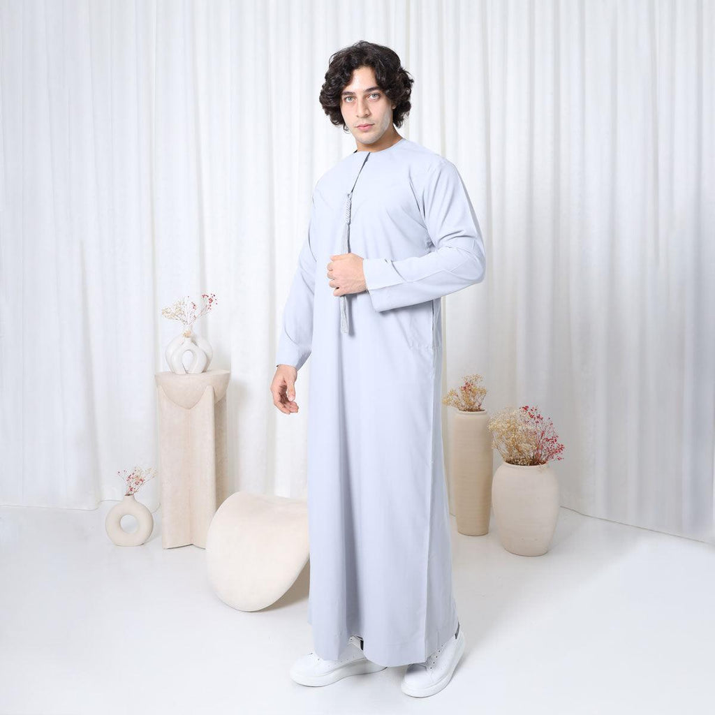 Calm Blue Emirati Thobe - Al Haya Fashion Bazar