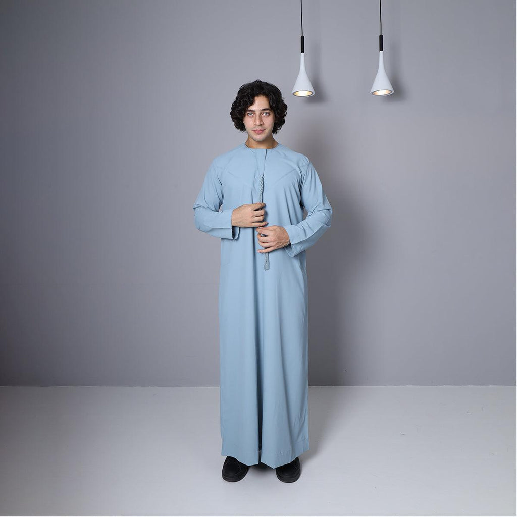Peace Blue Emirati Thobe - Al Haya Fashion Bazar