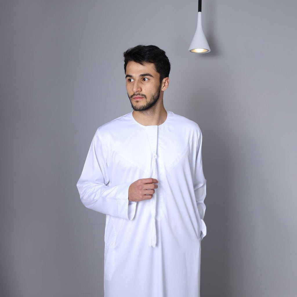 White Emirati Thobe - Al Haya Fashion Bazar