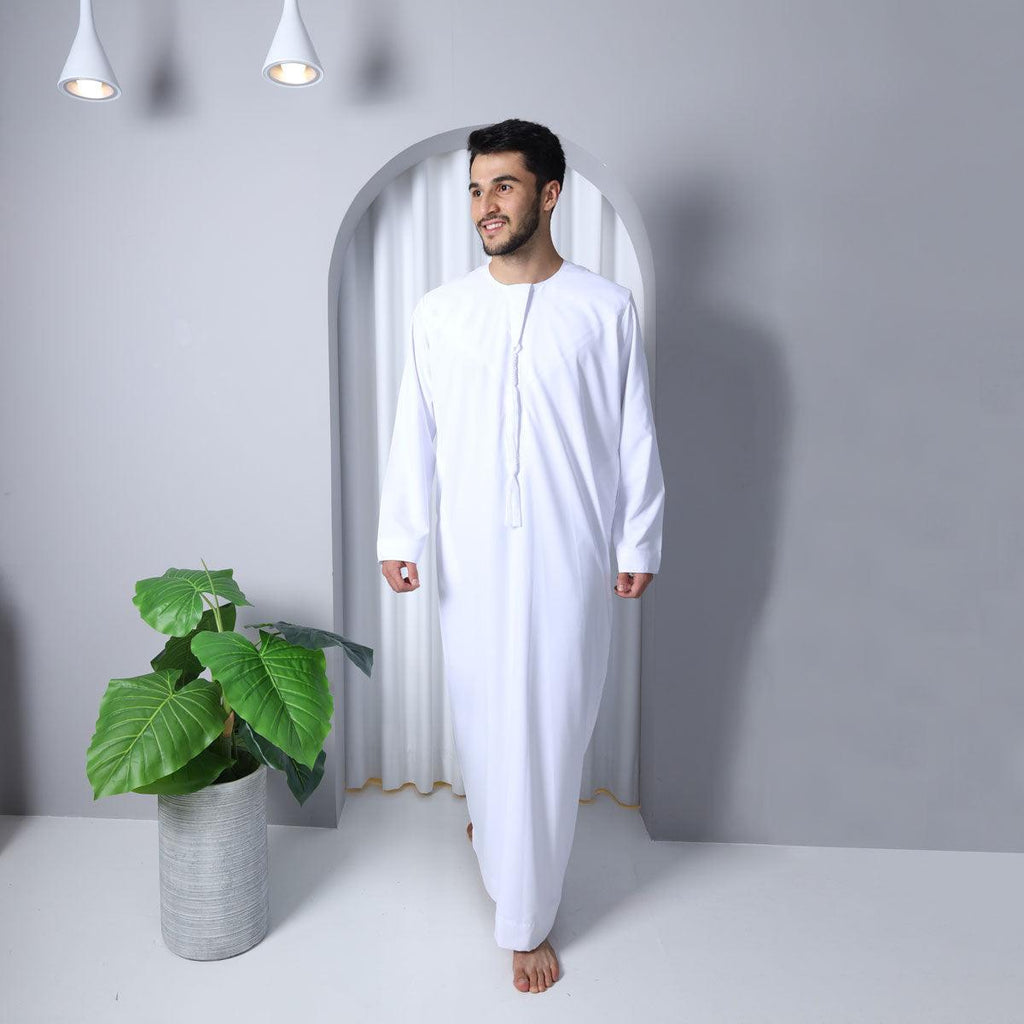 White Emirati Thobe Cotton - Al Haya Fashion Bazar