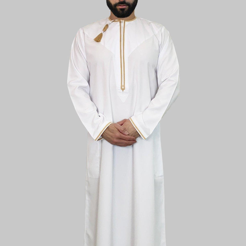 White Gold Omani Dishdasha - Al Haya Fashion Bazar